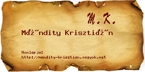Mándity Krisztián névjegykártya